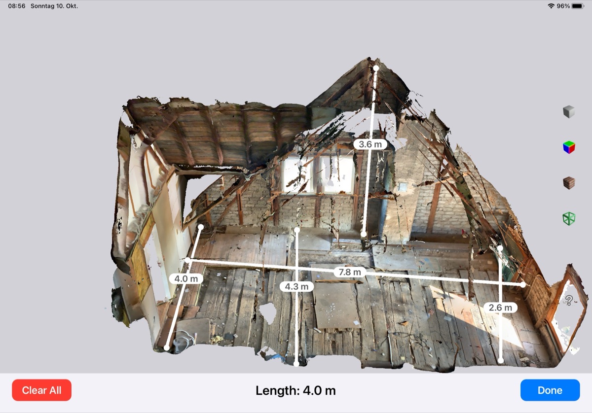 Dachgeschoss vorher – 3D-Scan